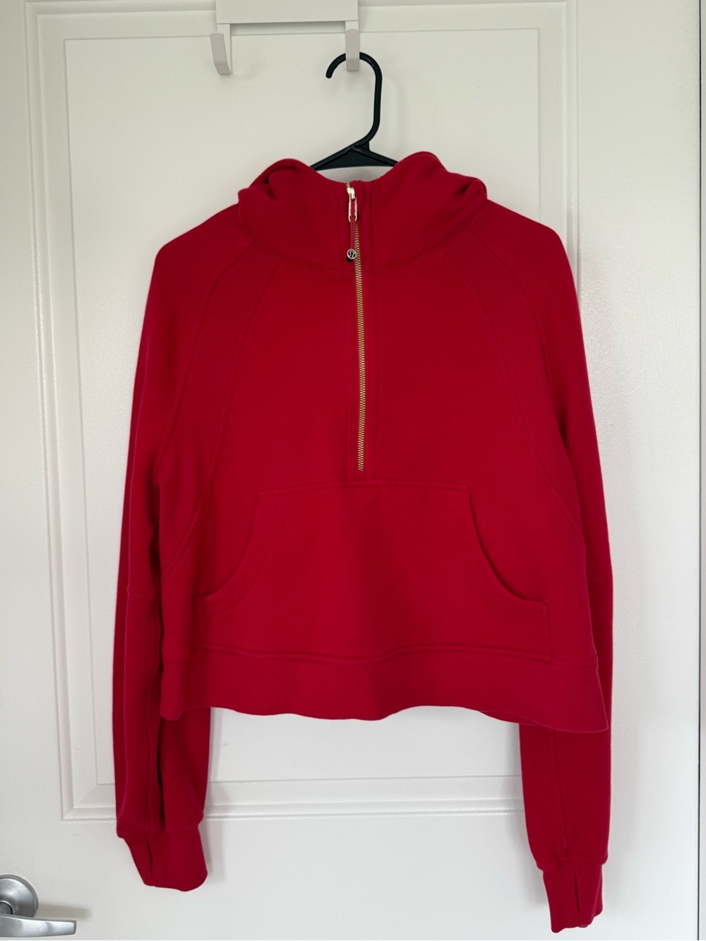 lululemon Red & Gold Half Zip Scuba Hoodie